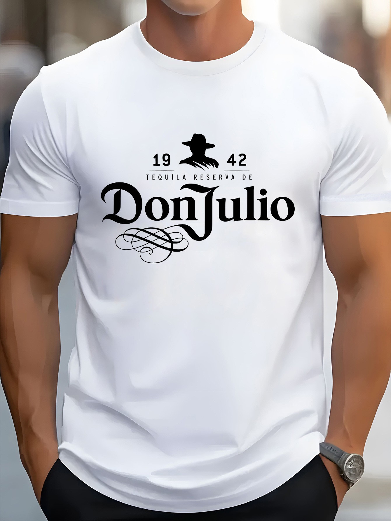 thumbnail image 1 of [New Cotton T-Shirt] 2025 New Pure Cotton 6-Color Optional Men's Printed T-Shirt, Short Sleeved, Round Neck Pullover Trendy Retro Hip-Hop Street Casual Style, Suitable for Outdoor, Party, Work, Sport, 1 of 4