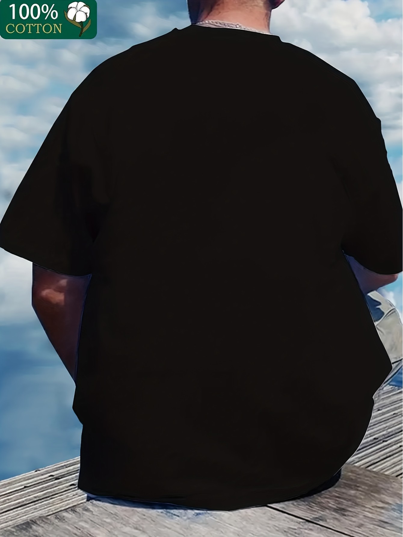 thumbnail image 3 of [Bear And Money Fly T-shirt] Premium Bear And Money Fly Pattern Print T-shirt - Men's Fashionable Casual Thick Pure Cotton Short Sleeved Round Neck, 3 of 7