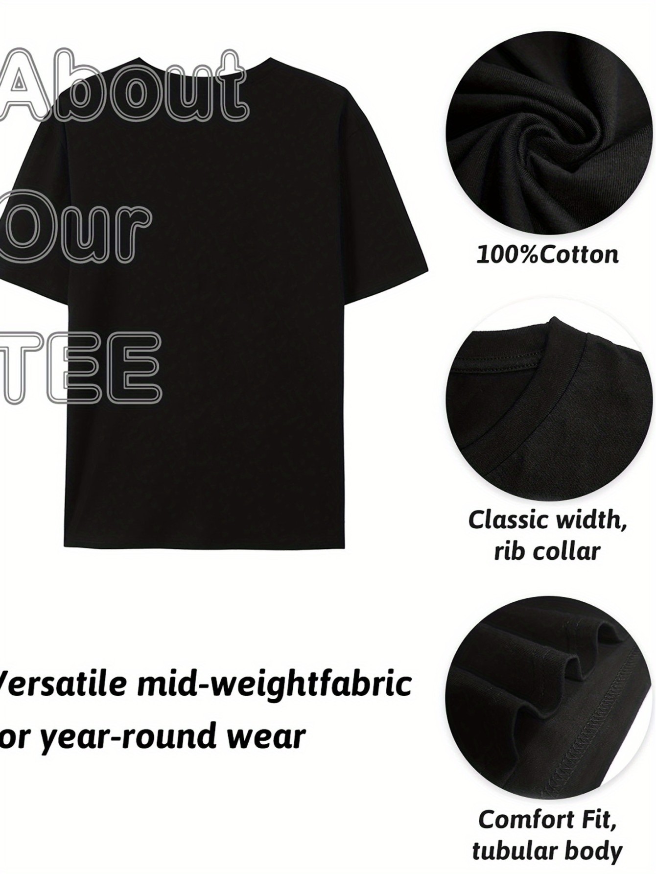 thumbnail image 3 of Commonwealth Sense Men's Cotton T-Shirt - Quick-Dry, Breathable, Short Sleeve Casual Tee with Bold Printed Text, Perfect for Running, Training, and Casual Attire, 3 of 5