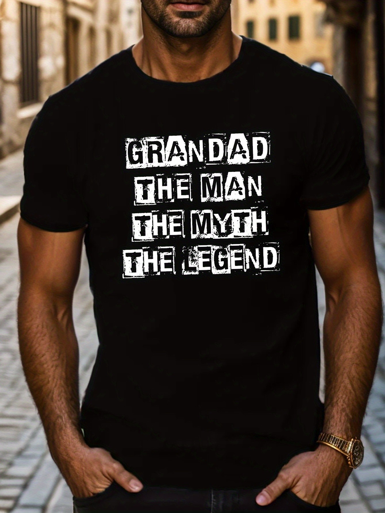 thumbnail image 1 of Men's Casual Short Sleeve T-Shirt with Geometric Print - Breathable, Round Neck, Machine Washable - Perfect for All Seasons, 1 of 5