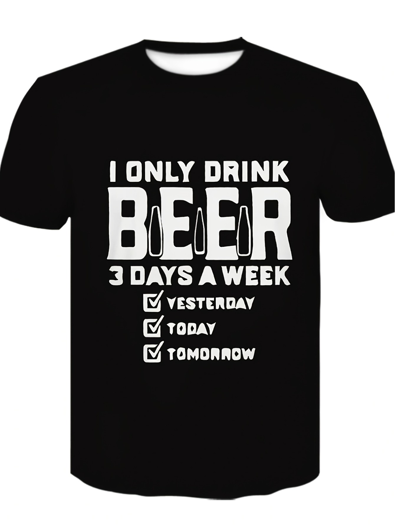 thumbnail image 3 of Men'S Casual Crew Neck T-Shirt, 3D Print Beer Graphic, with Slight Stretch, Regular Fit Short Sleeve Top for Summer, Ideal Gift for Beer Lovers, 3 of 6