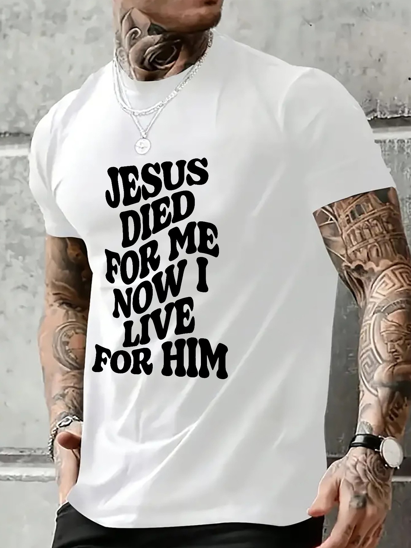 thumbnail image 1 of [ Faithful Heart Print T-Shirt] 1pc Men'S Casual Summer T-Shirt, Soft Comfortable, Round Neck Short Sleeve with "FAITHFUL HEART" Print, Regular Fit, 1 of 5