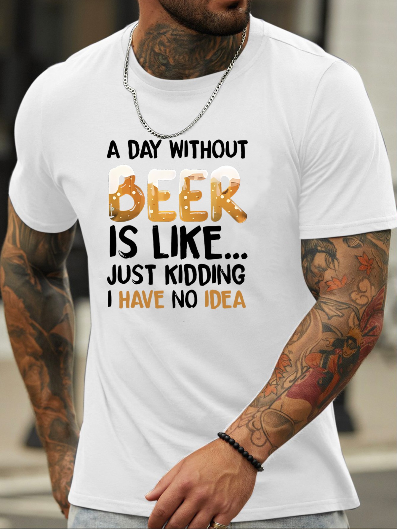 thumbnail image 1 of [Creative Print, Men's Tee] Versatile Creative Print Men's Short Sleeve T-Shirt - Casual Round Neck Top, Comfortable Tee, Spring& Summer Collection, 1 of 5
