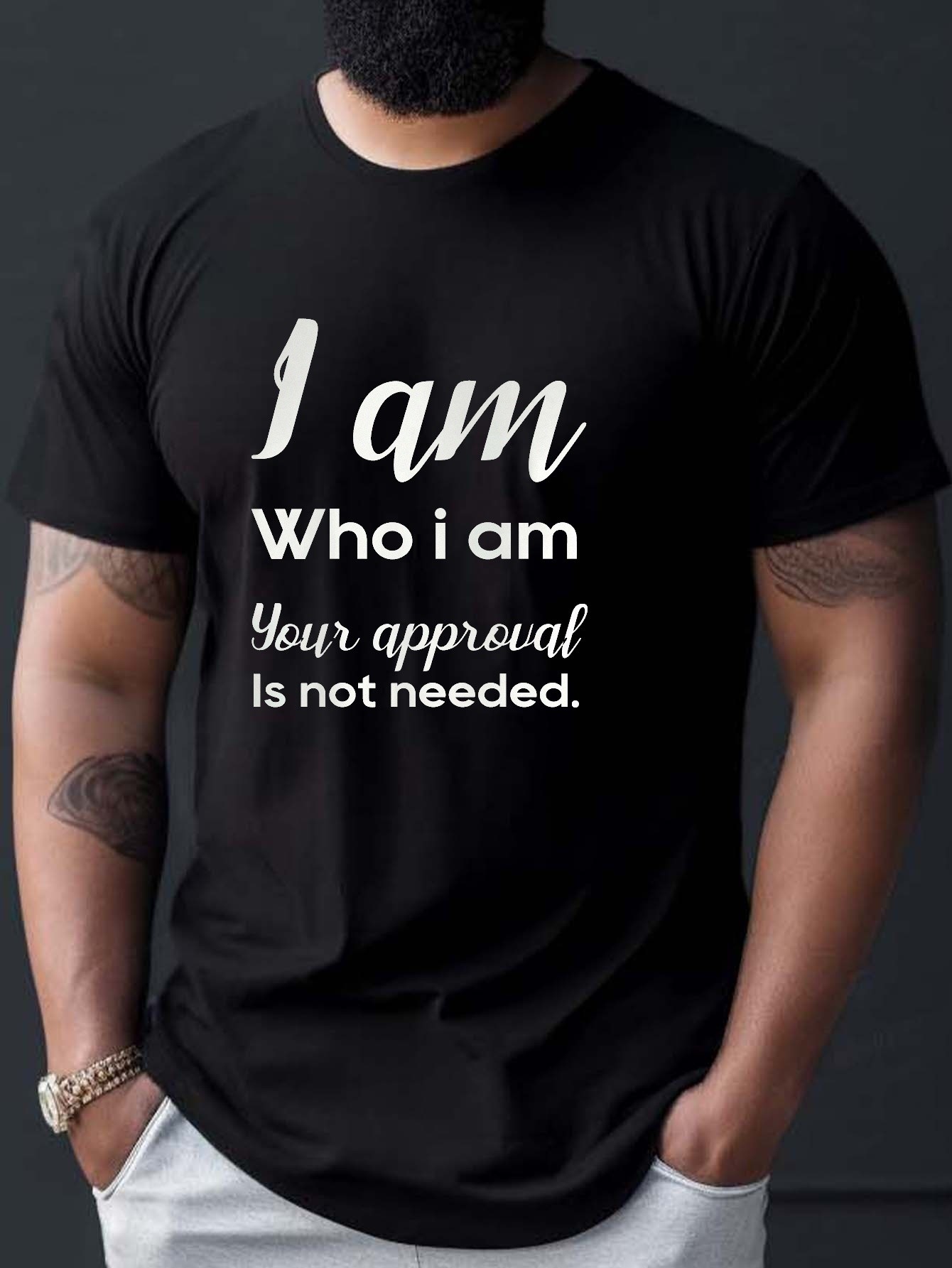 thumbnail image 1 of I Am Who I Am" Men's T-Shirt - Casual Crew Neck, Short Sleeve, Blend, Machine Washable - Perfect for All Seasons, 1 of 5