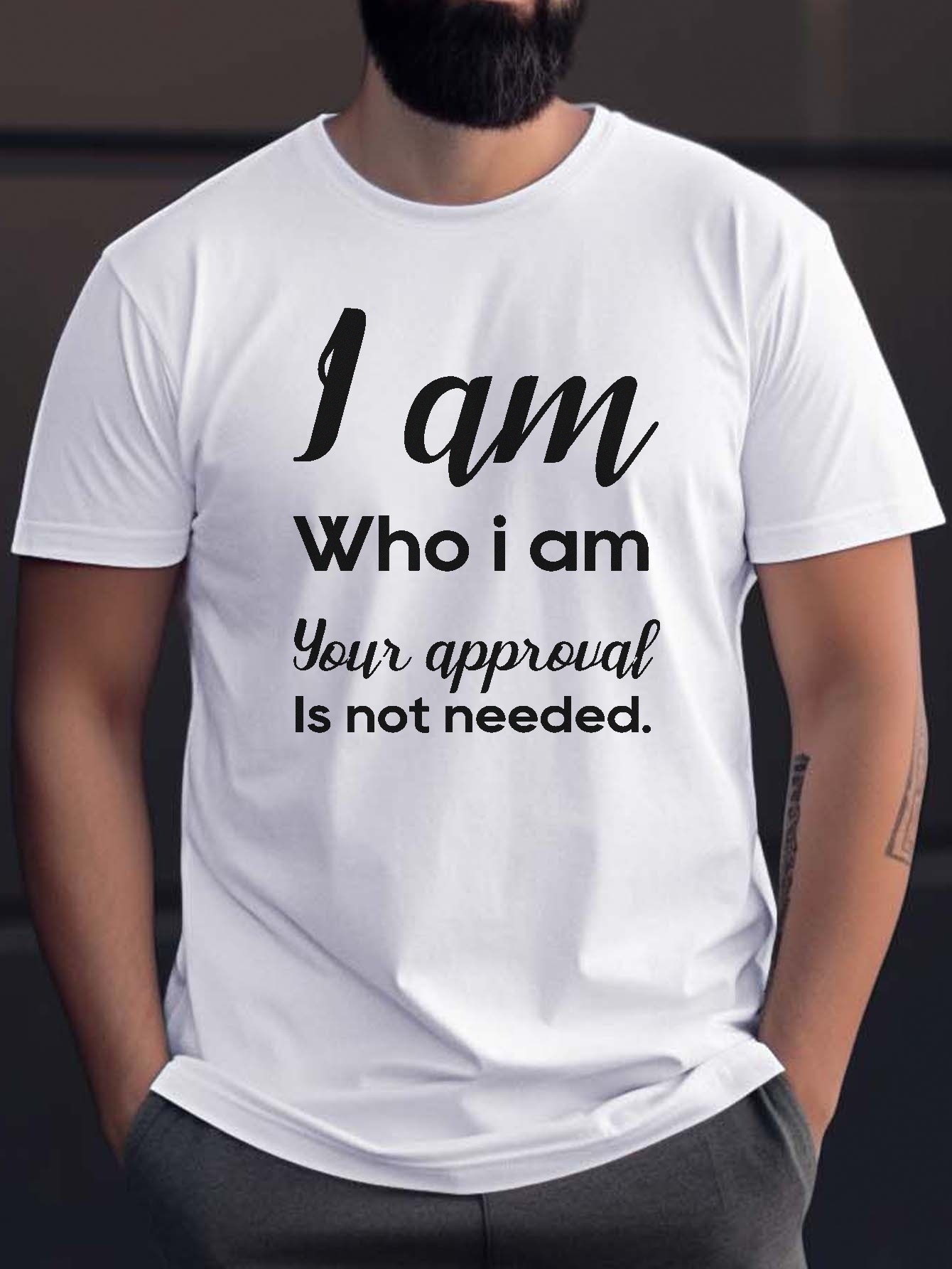 thumbnail image 1 of I Am Who I Am" Men's T-Shirt - Casual Crew Neck, Short Sleeve, Blend, Machine Washable - Perfect for All Seasons, 1 of 5