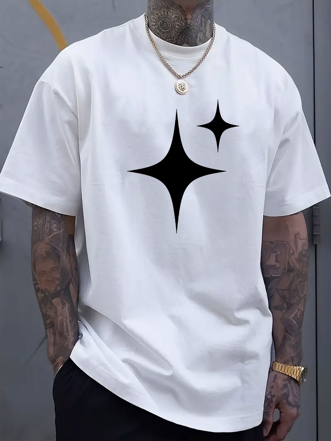 thumbnail image 2 of Simple and fashionable printed men's round neck short sleeved T-shirt, comfortable and breathable casual sports top suitable for spring and summer vacation and leisure vacation, 2 of 8