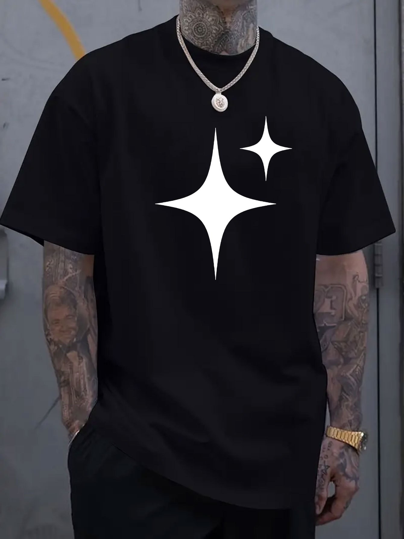 thumbnail image 1 of Simple and fashionable printed men's round neck short sleeved T-shirt, comfortable and breathable casual sports top suitable for spring and summer vacation and leisure vacation, 1 of 8