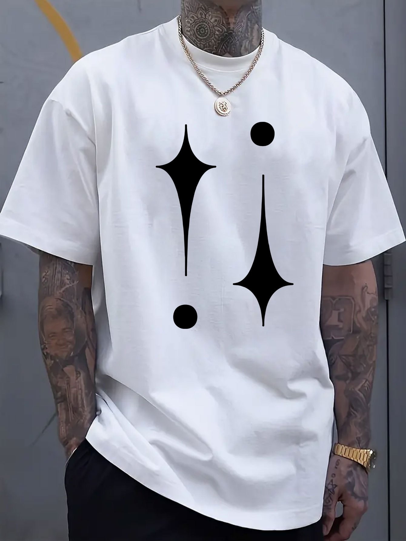 Simple and fashionable printed men's round neck short sleeved T-shirt, comfortable and breathable casual sports top suitable for spring and summer vacation and leisure vacation, Tees, Top