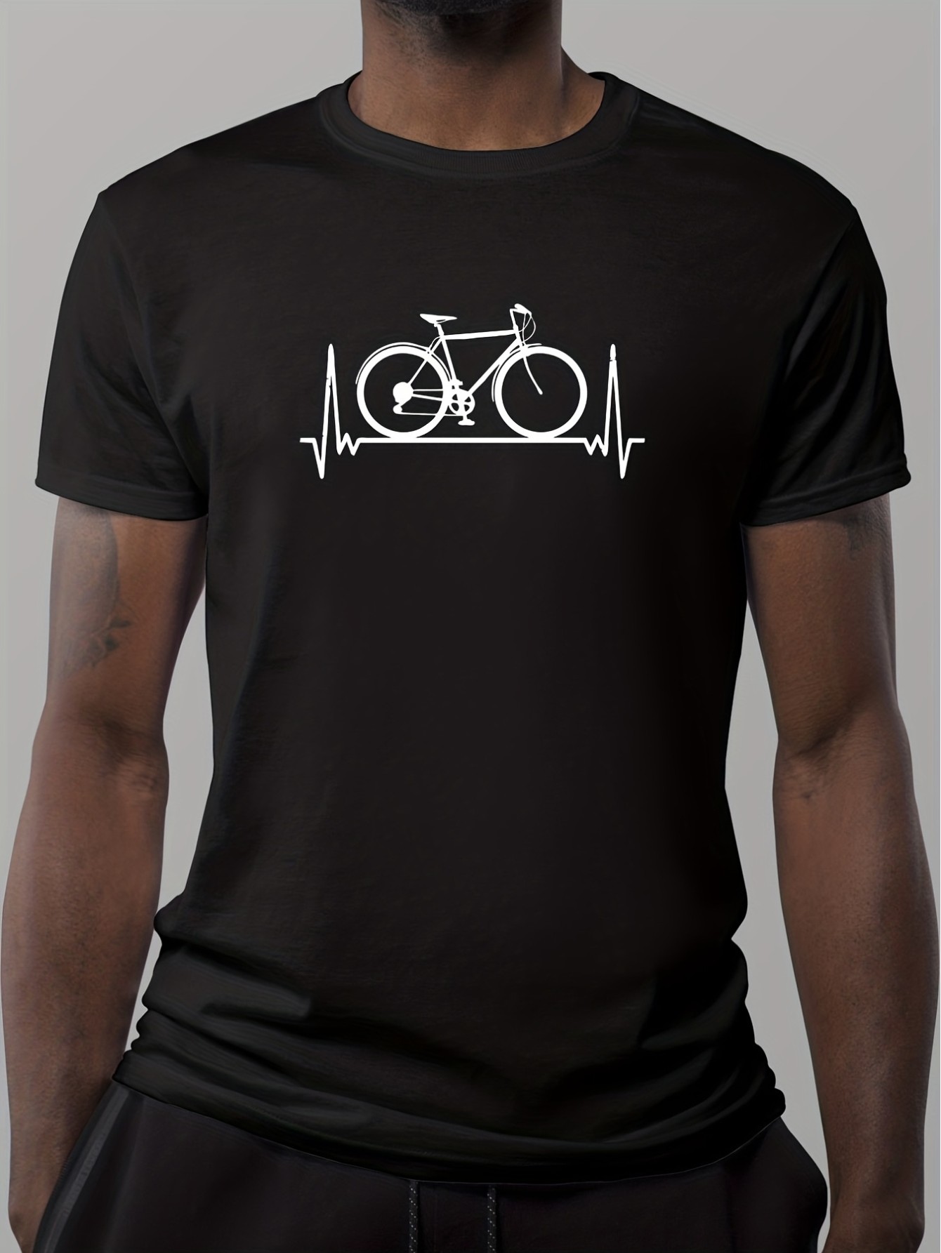 thumbnail image 1 of Stylish Bicycle Pattern Print Men's Comfy Chic T-shirt, Graphic Tee Men's Summer Outdoor Clothes, Men's Clothing, Tops For Men, Gift For Men, 1 of 3