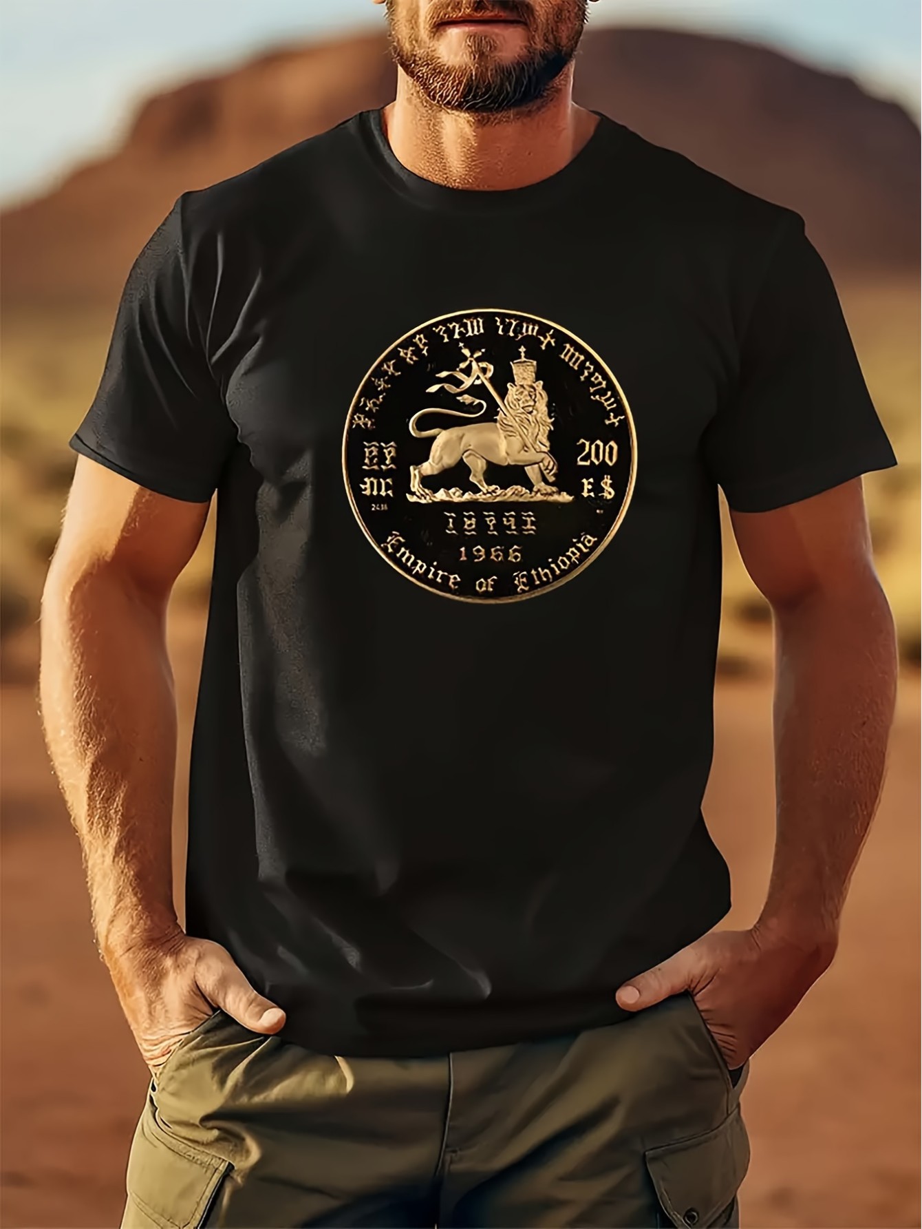 thumbnail image 2 of [Cotton Frederick Casual Tee] 100% Cotton Frederick Casual Novel Men's T-shirt - Short-Sleeved Summer Shirt, Comfortable Fit, Fashionable Street Style Round Neck, 2 of 8