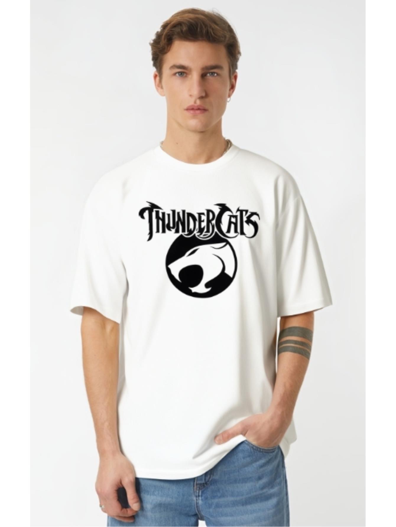 thumbnail image 1 of Men's Novelty Short Sleeve Casual Summer T-Shirt, Crew Neck with Geometric ThunderCats Pattern, Fashionable Knit Fabric Tee, 1 of 6
