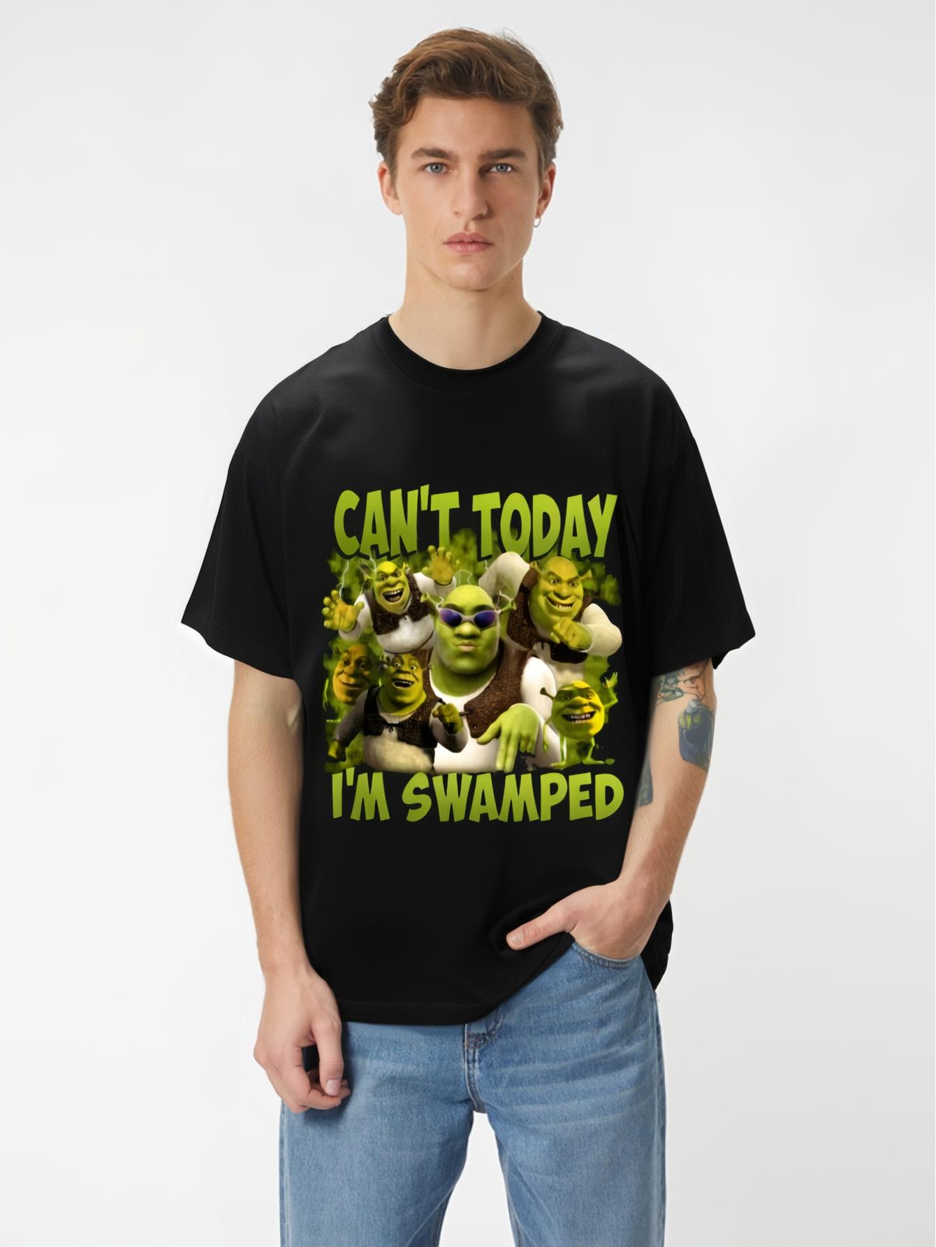 thumbnail image 1 of Men'S Front Print T-shirt Can't Today I'm Swamped 100% Cotton Funny Graphic Summer Casual Top Tee For Adult, Men, Women, Teen, Teenager, Adolescent,Youth, 1 of 5