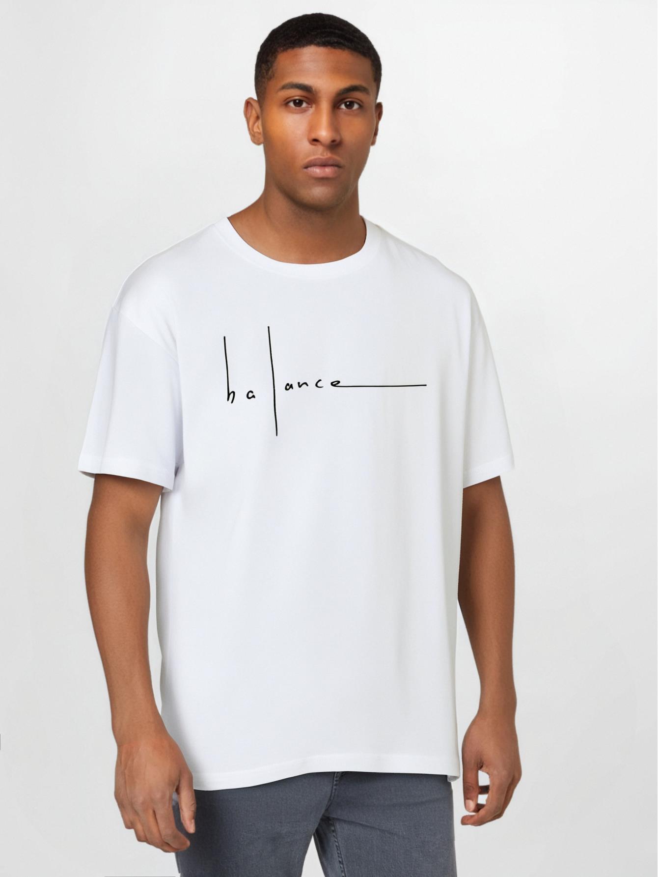 thumbnail image 1 of Men'S Casual Crew Neck T-Shirt with Geometric "Balance" Print,Slight Stretch, Regular Fit, Summer Outdoor Wear, 1 of 4