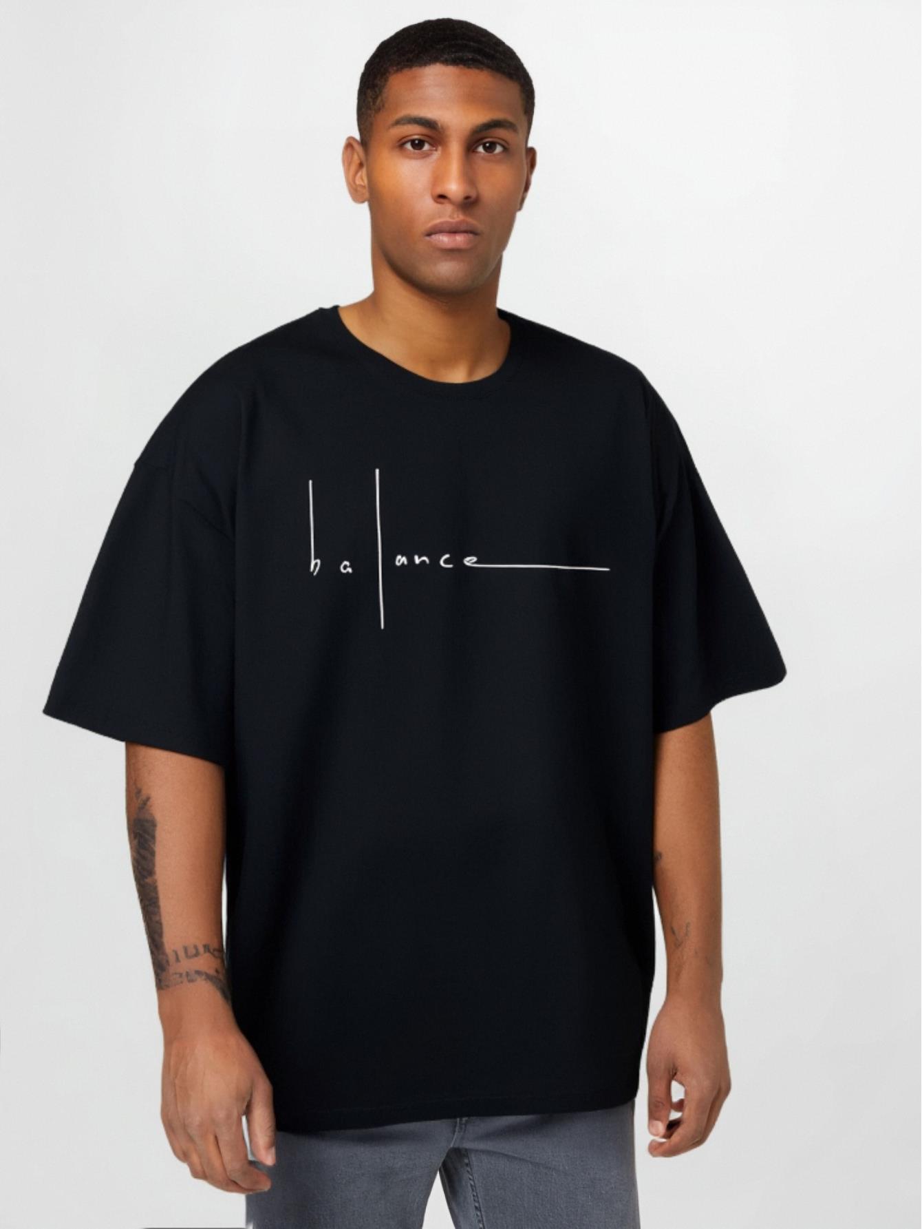 thumbnail image 1 of Men'S Casual Crew Neck T-Shirt with Geometric "Balance" Print,Slight Stretch, Regular Fit, Summer Outdoor Wear, 1 of 6