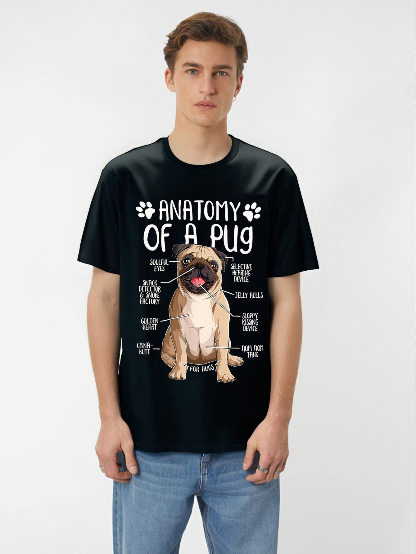 thumbnail image 1 of [Funny Pug Lover Tee] Funny Pug Lover T-Shirt - 220g Anatomy Pug Dog Design, 1 of 7