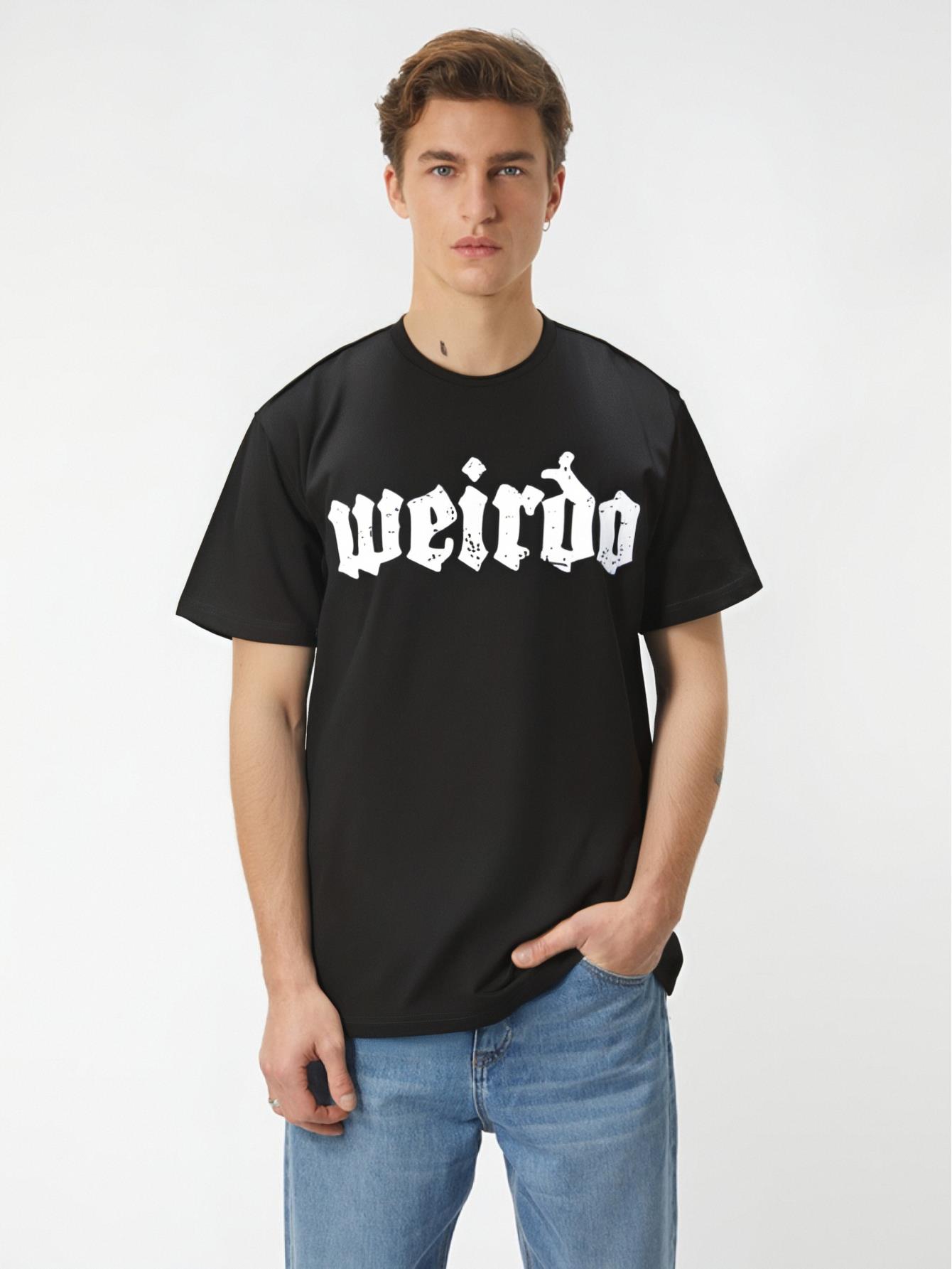 thumbnail image 1 of [Weirdo Short Sleeve T-shirt] Weirdo | Distressed Goth Design T Funny Men's Short Sleeve Graphic T-shirt, 1 of 6