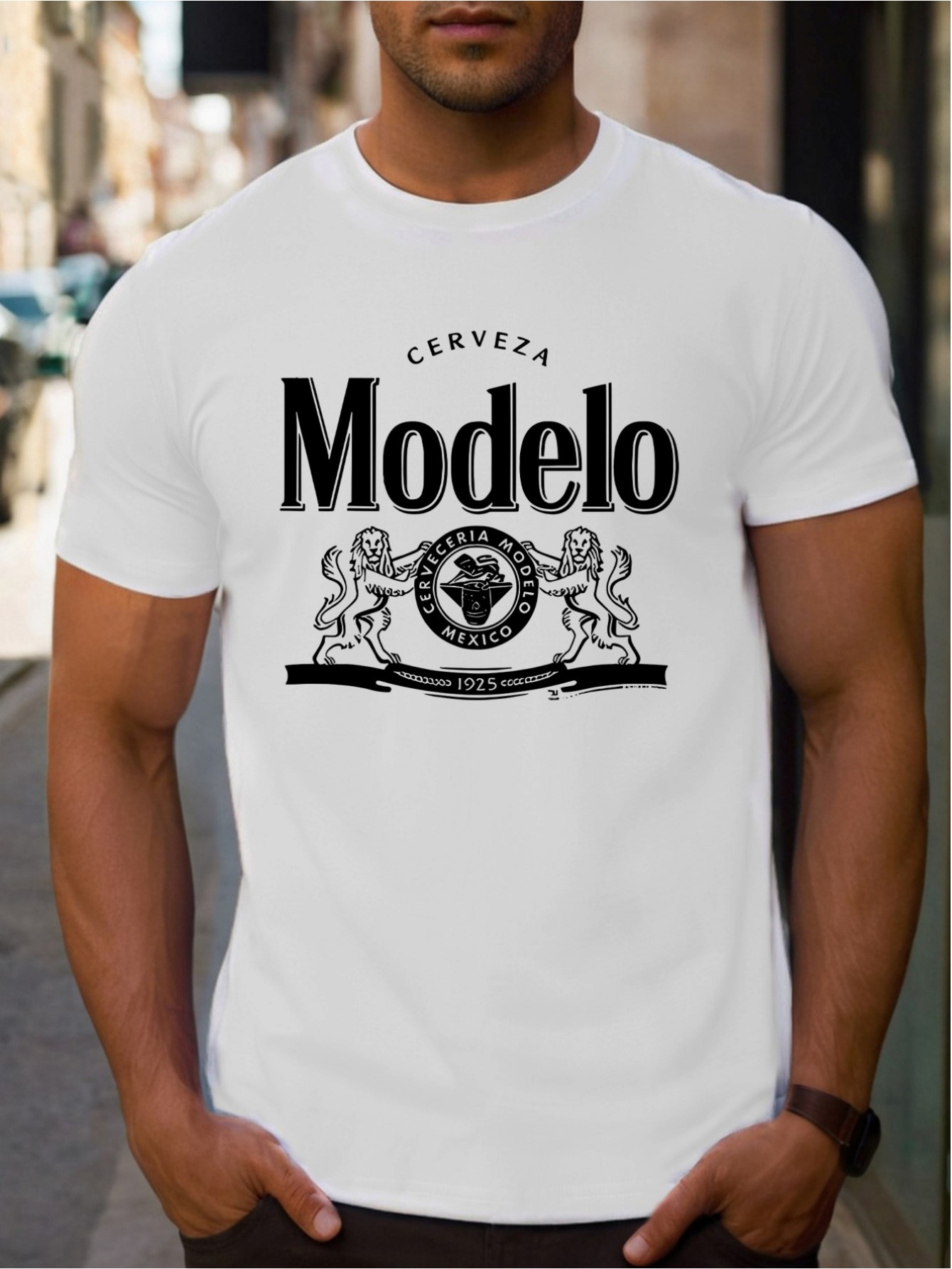 thumbnail image 1 of Modelo Printed T-shirt, Men's T-shirt, Summer Casual Short Sleeve T-shirt, 1 of 8