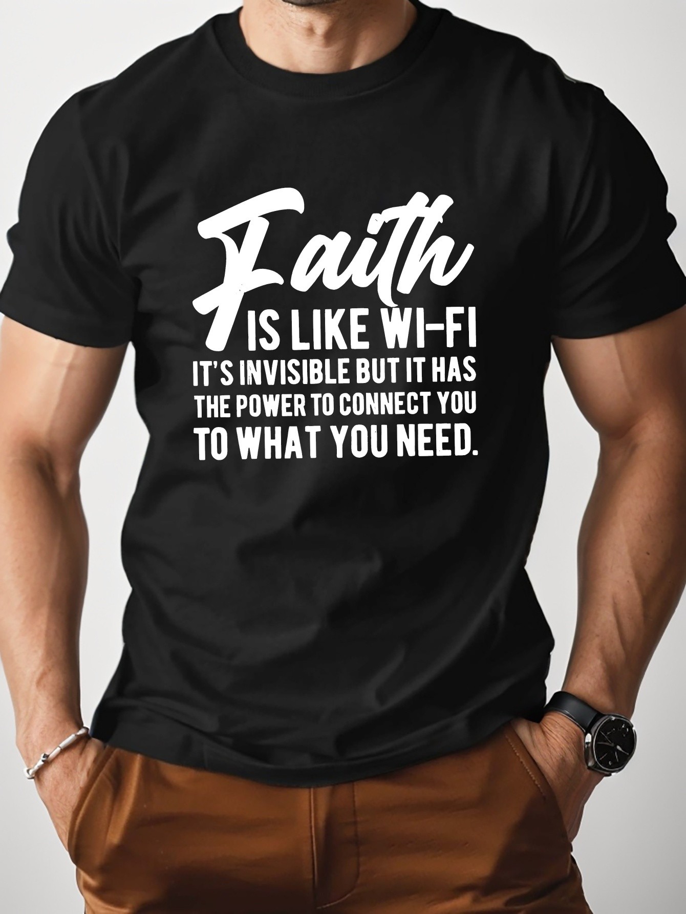 thumbnail image 1 of FAITH LIKE WI FI Pure Cotton Men's Tshirt Comfort Fit, 1 of 7