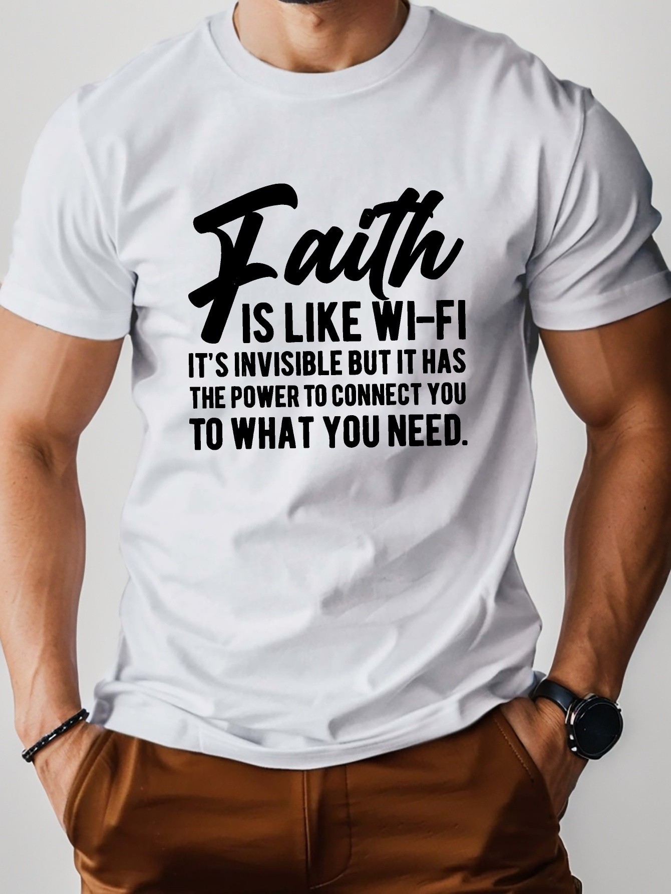 thumbnail image 2 of FAITH LIKE WI FI Pure Cotton Men's Tshirt Comfort Fit, 2 of 7