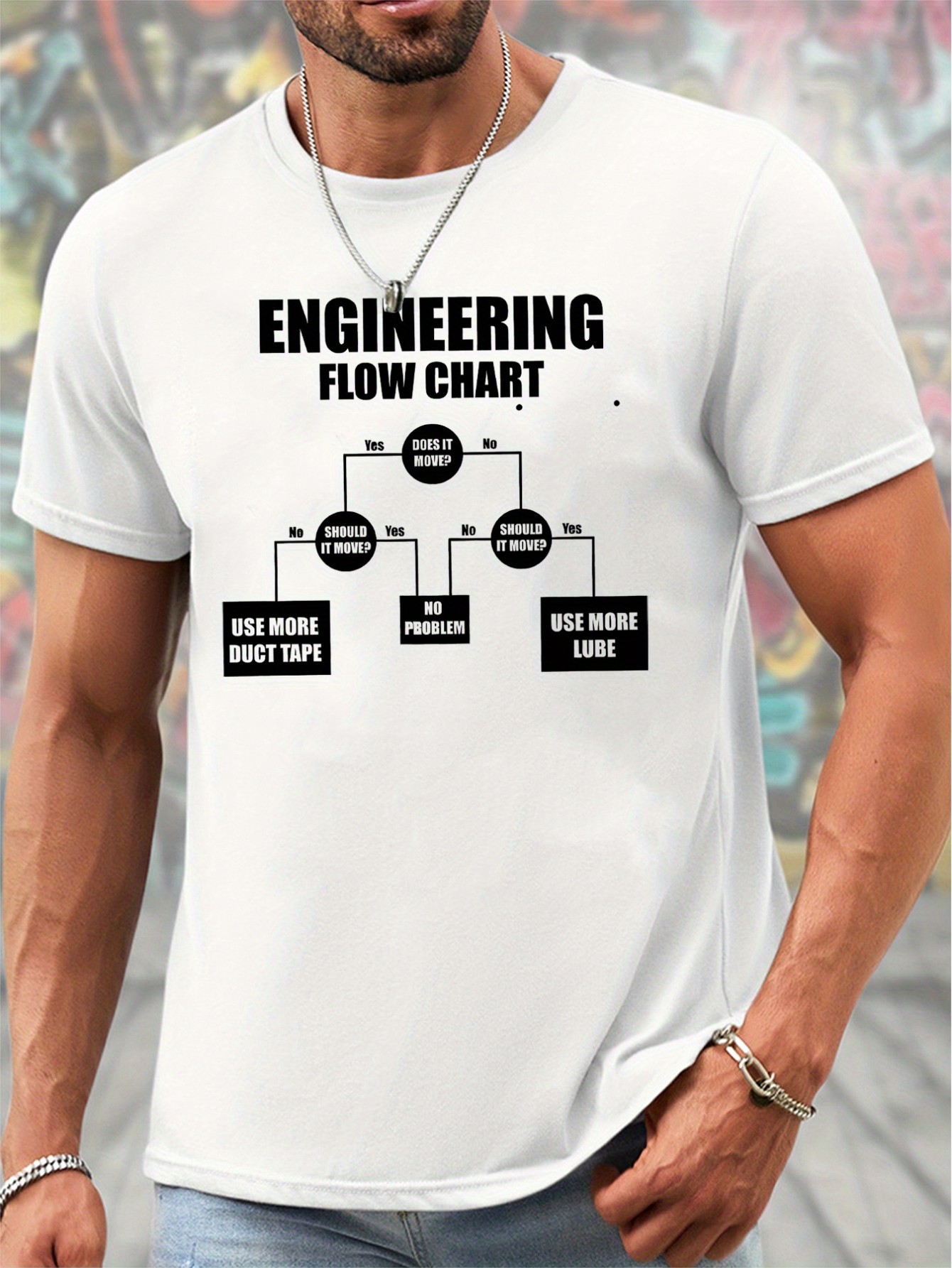 thumbnail image 2 of Engineering Print Summer Short-sleeve, Simple T-shirt For Summer, Men's Round Neck Short-sleeve T-shirt, Casual T-shirt, Casual Comfortable Top, 2 of 7