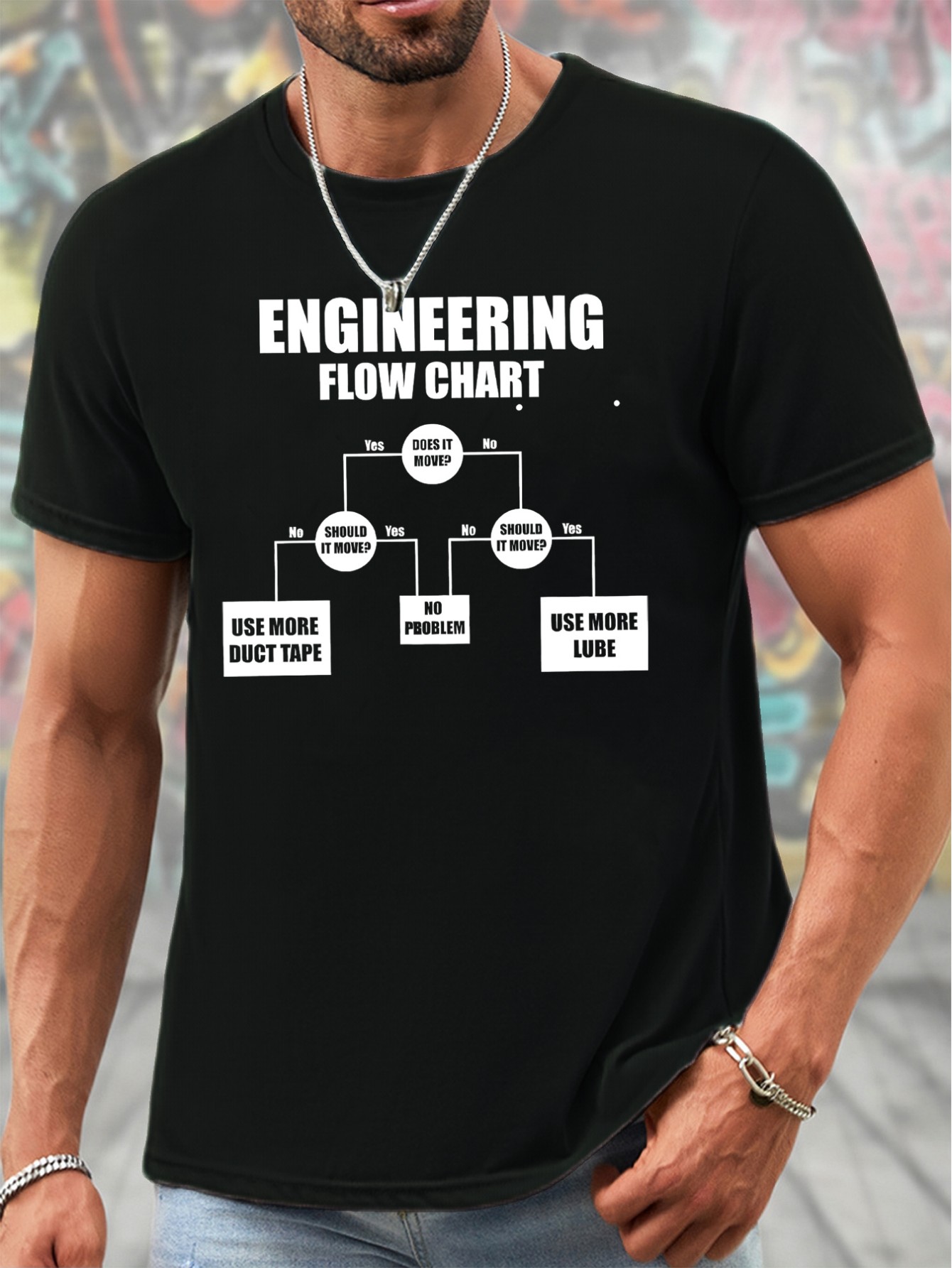 thumbnail image 1 of Engineering Print Summer Short-sleeve, Simple T-shirt For Summer, Men's Round Neck Short-sleeve T-shirt, Casual T-shirt, Casual Comfortable Top, 1 of 7