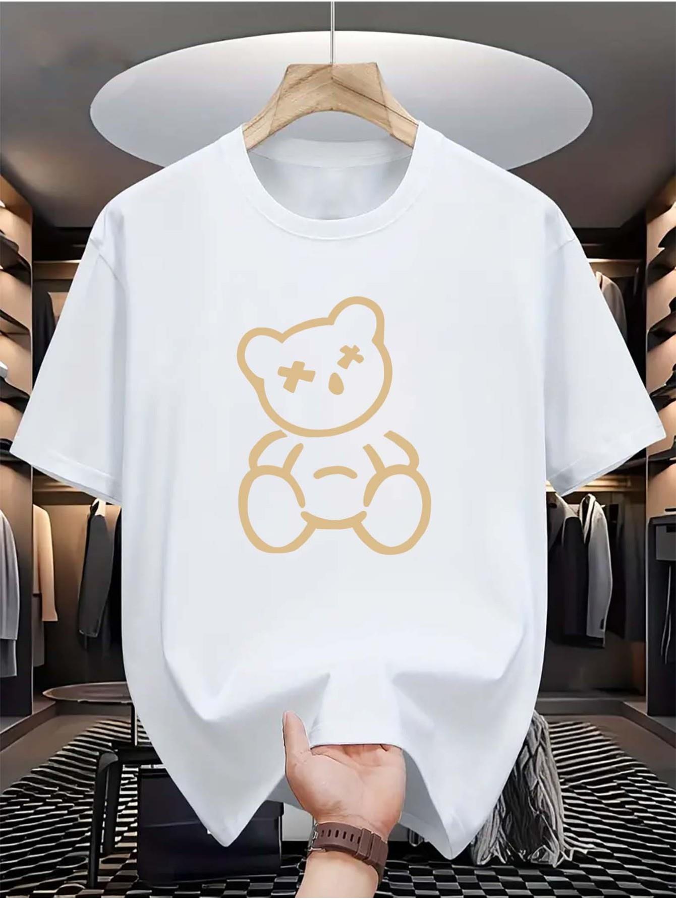 thumbnail image 2 of Men's Casual Bear Print T-Shirt - Crew Neck, Short Sleeve, Summer Fashion Top, Machine Washable, 2 of 7