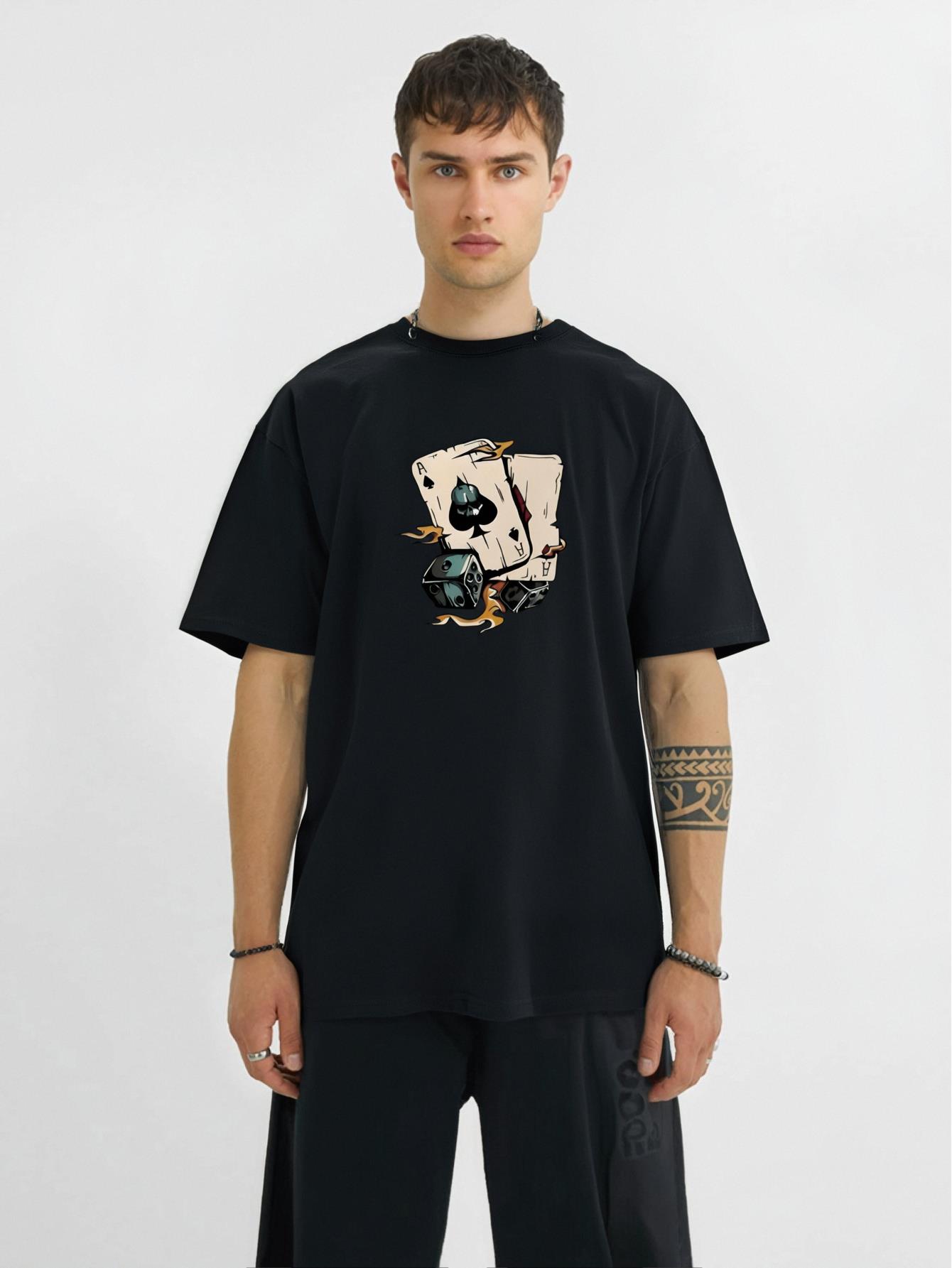 thumbnail image 1 of Men'S Spades A Print T-Shirt, Casual Crew Neck, Slight Stretch, Summer Fashion Short-Sleeve Tops, Regular Fit, 1 of 7