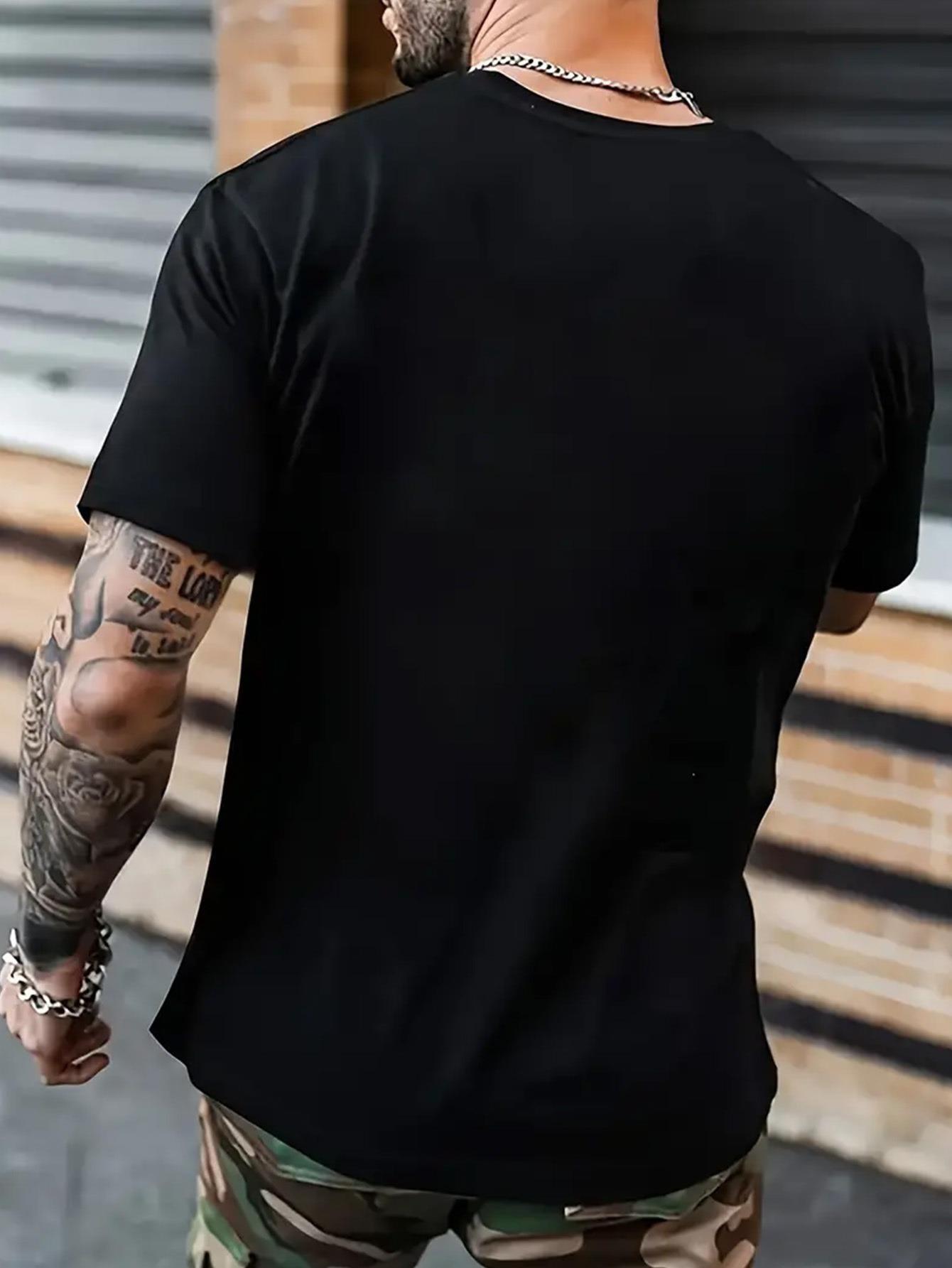 thumbnail image 3 of LINKINPARK Graphic Print Men's Fashion T-Shirt, Trendy Pure Cotton Top with Short Sleeves, Round Comfortable Collar T-shirt, Super Soft, Refreshing, Moisture-wicking, Lightweight, Casual Summer T-shi, 3 of 7