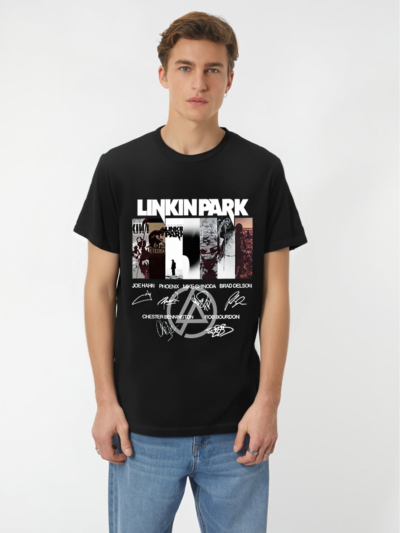 thumbnail image 1 of LINKINPARK Graphic Print Men's Fashion T-Shirt, Trendy Pure Cotton Top with Short Sleeves, Round Comfortable Collar T-shirt, Super Soft, Refreshing, Moisture-wicking, Lightweight, Casual Summer T-shi, 1 of 7
