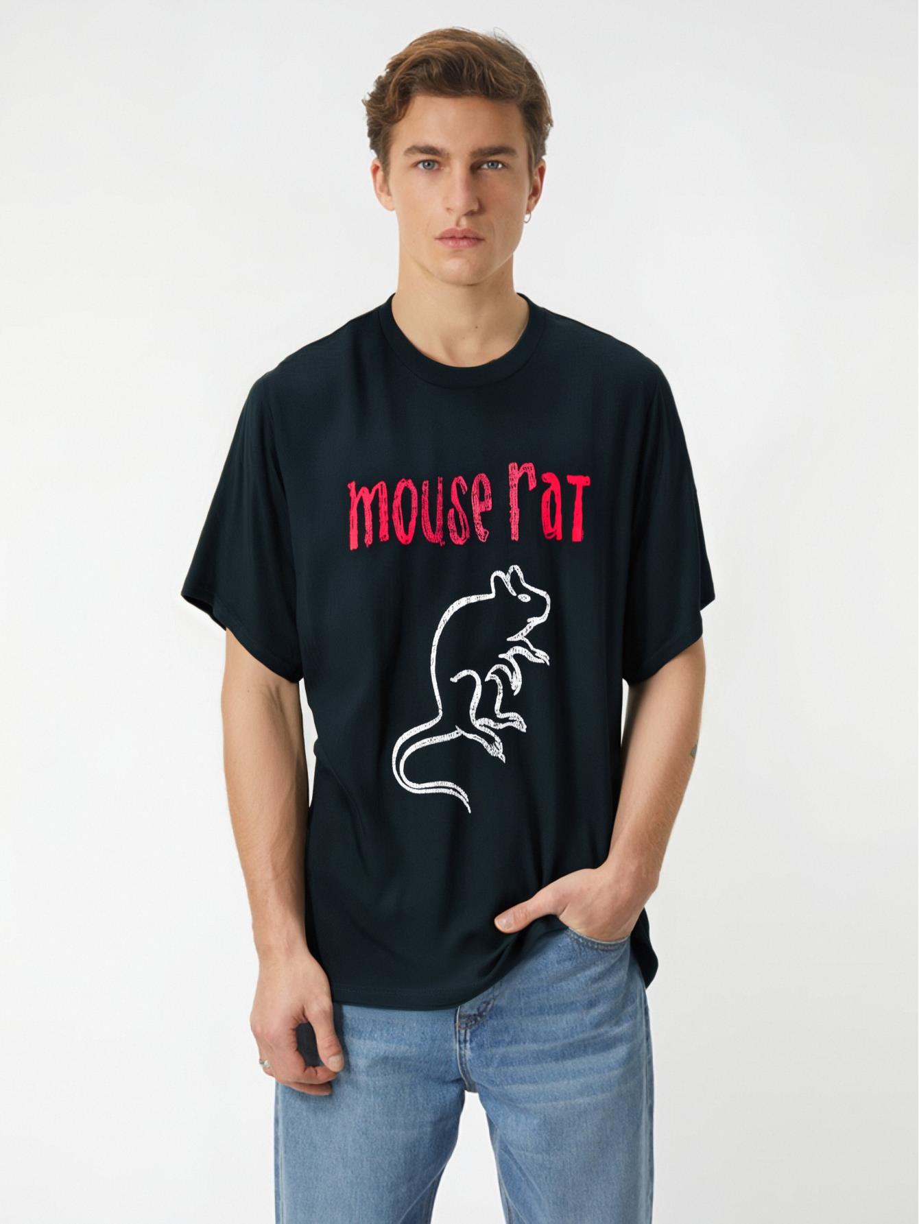 thumbnail image 1 of Parks & Recreation Mouse Rat Logo Distressed Short Sleeve T-Shirt Tee For Adult, Men, Women, Teen, Teenager, Adolescent,Youth, 1 of 5