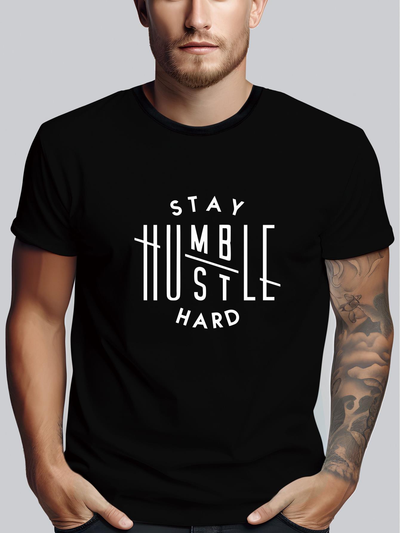 thumbnail image 1 of Men's "Stay Humble, Hustle Hard" Graphic T-Shirt - Casual Tee with Short Sleeves, Machine Washable, Ideal for Summer, 1 of 6