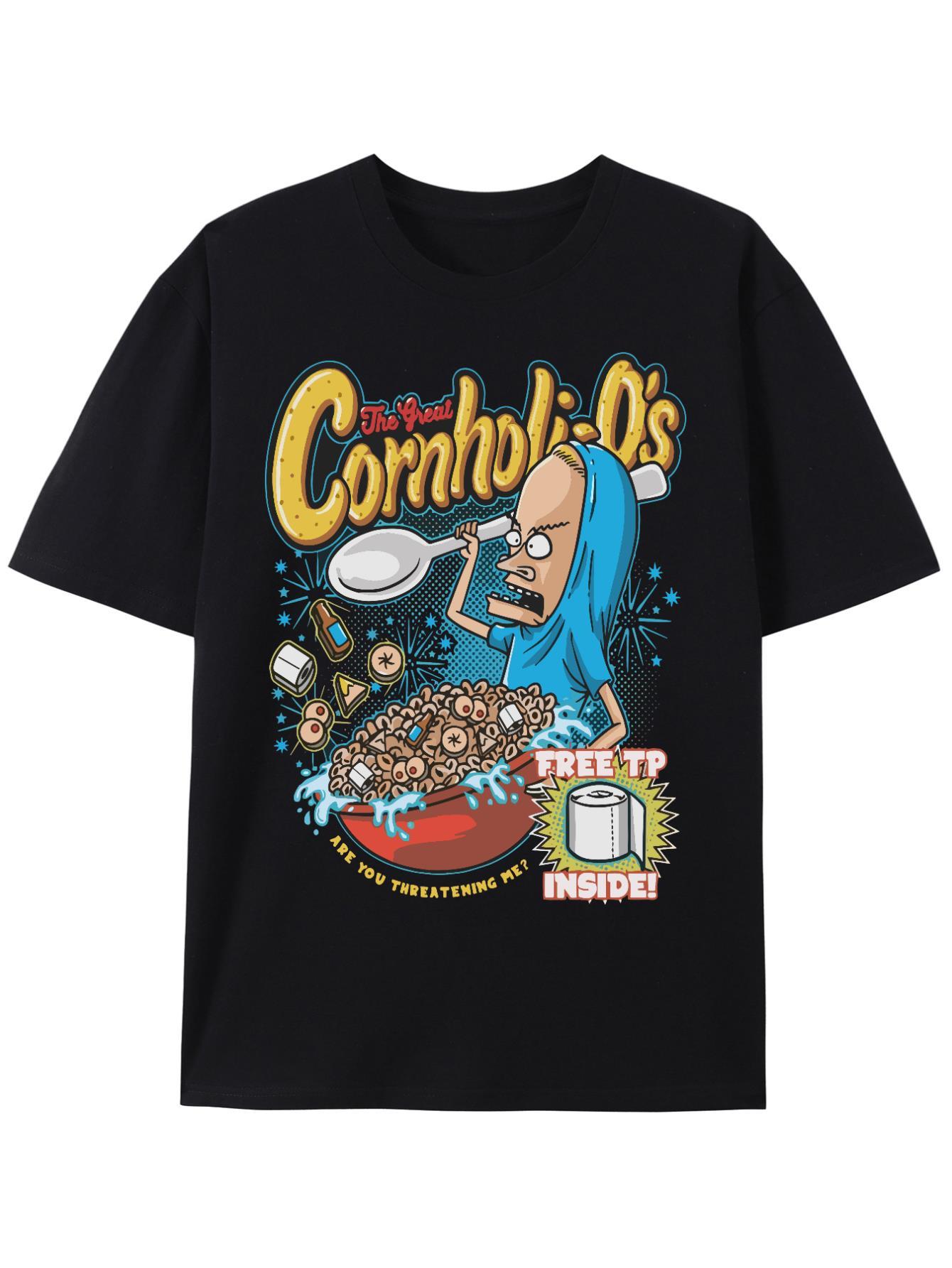 thumbnail image 2 of Black T-shirt corn corn cereal and stupid cartoon comedy short sleeve T-shirt, 2 of 7