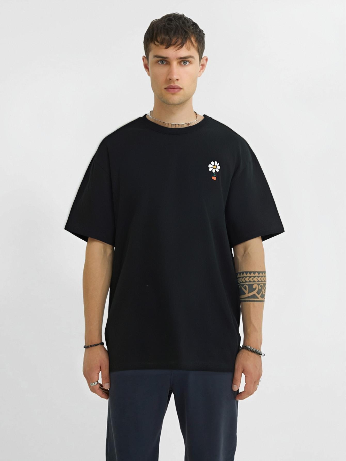 Men'S Casual Short Sleeve T-shirt, Crew Neck, Slight Stretch, Summer Leisure Comfortable T-shirt, Fashionable Print Tops