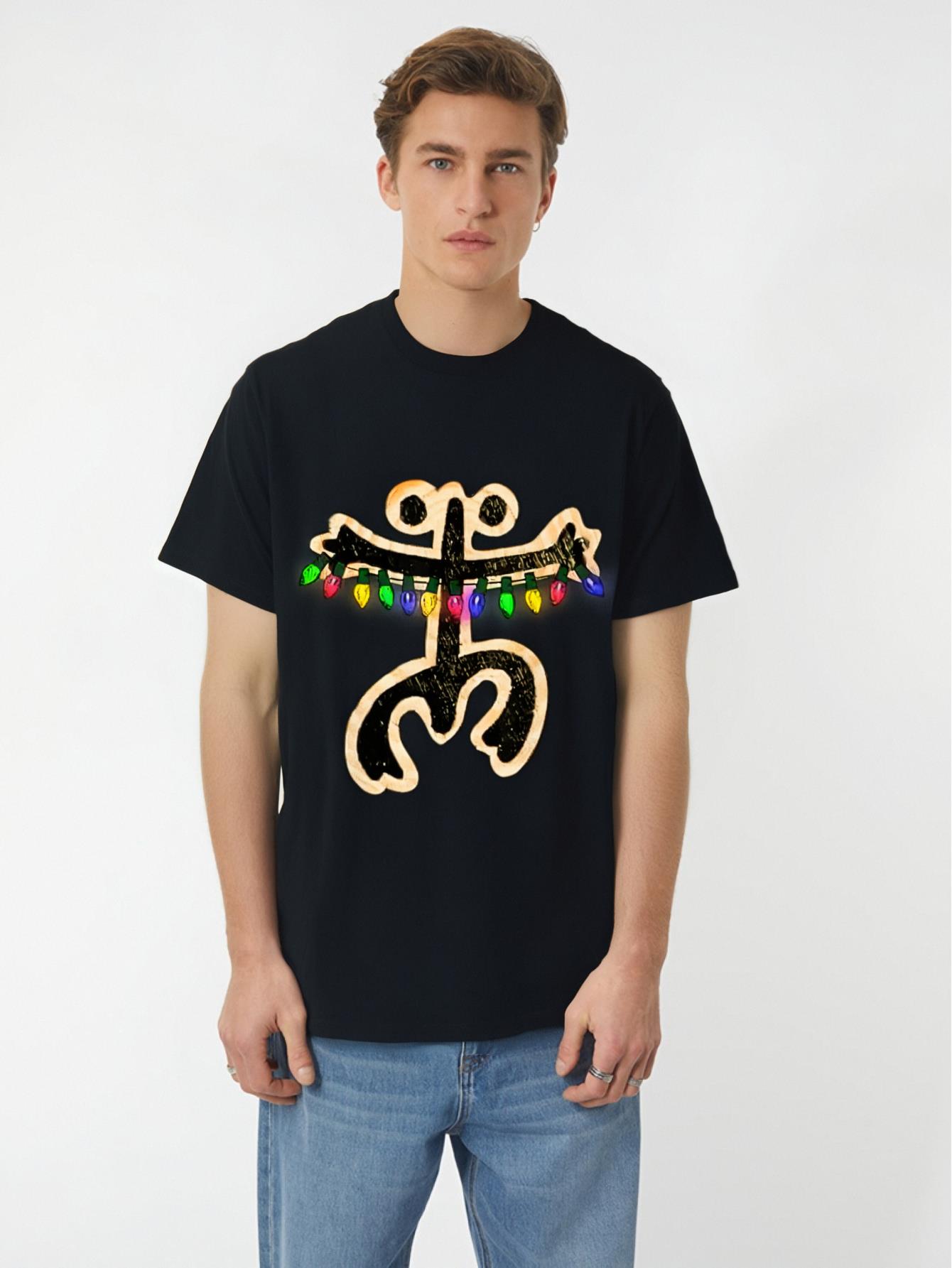 1 pcs, 100% Cotton, Puerto Rican Christmas Gift Pattern Letter Printed T-Shirt, Seasonal Casual New Wave Men's T-Shirt, Round Neck High Street Cotton Short Sleeve T-Shirt, Trendy Premium T-Shirt