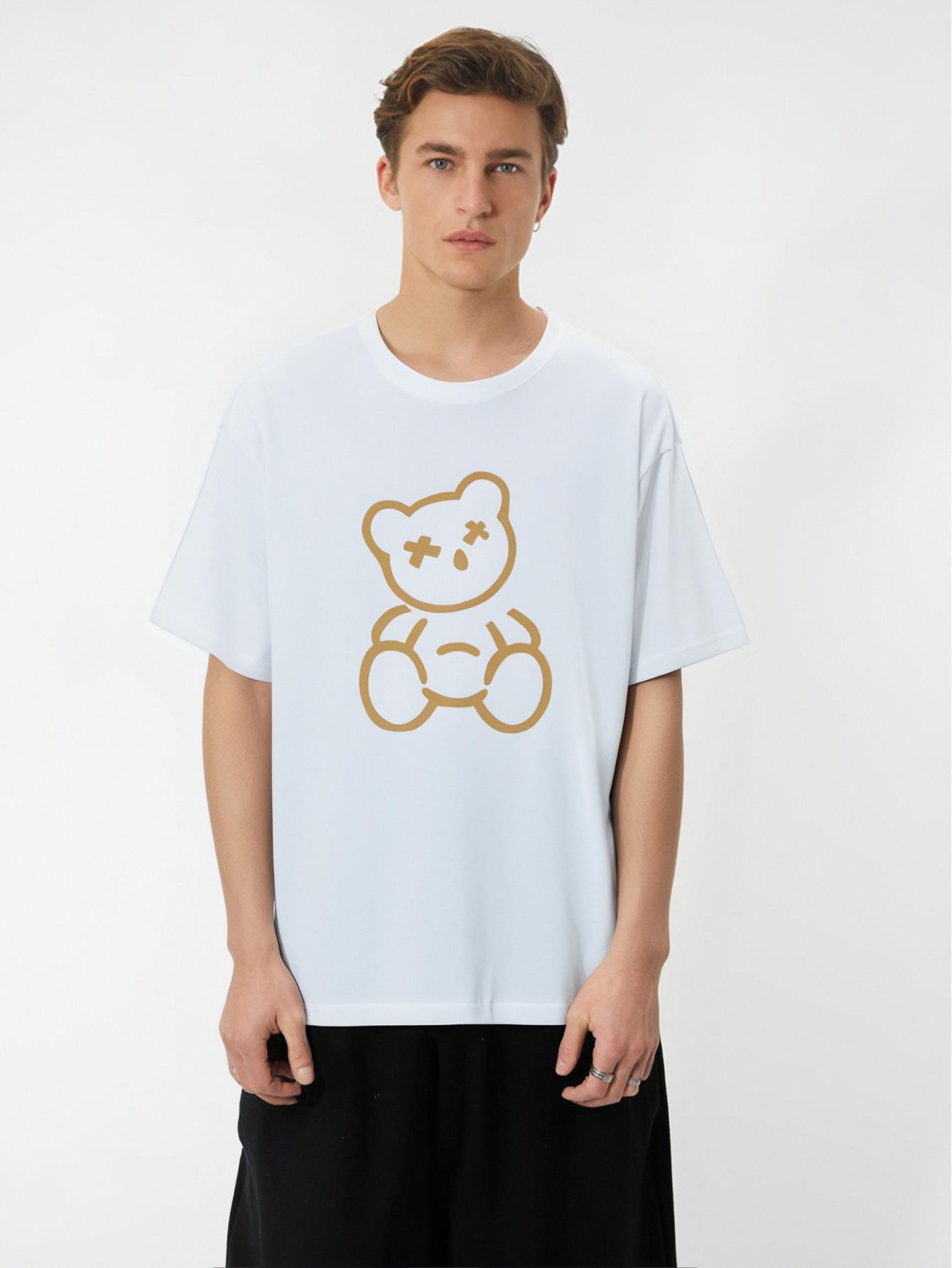 thumbnail image 1 of Men's Casual Bear Print T-Shirt - Crew Neck, Short Sleeve, Summer Fashion Top, Machine Washable, 1 of 7