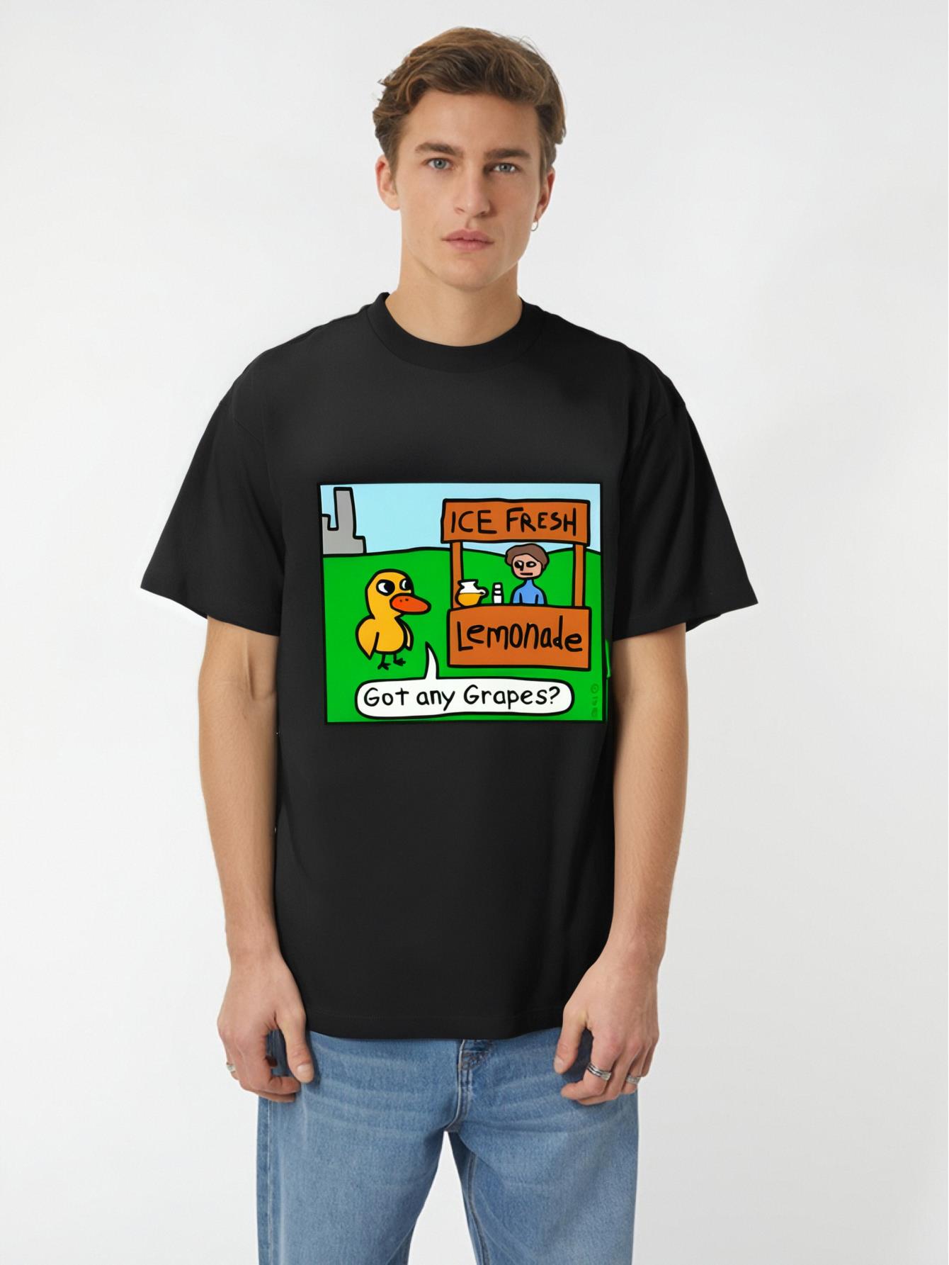 thumbnail image 1 of Men's Front Print T-shirt Got Any Grapes? 100% Cotton Funny Graphic Summer Casual Top Tee For Adult, Men, Women, Teen, Teenager, Adolescent,Youth, 1 of 7