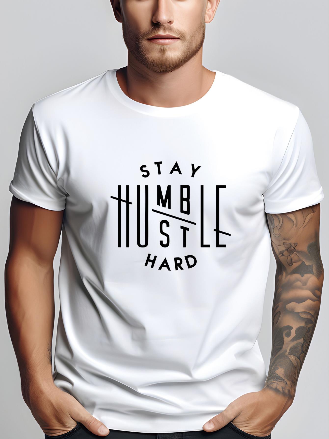 thumbnail image 1 of Men's "Stay Humble, Hustle Hard" Graphic T-Shirt - Casual Tee with Short Sleeves, Machine Washable, Ideal for Summer, 1 of 7