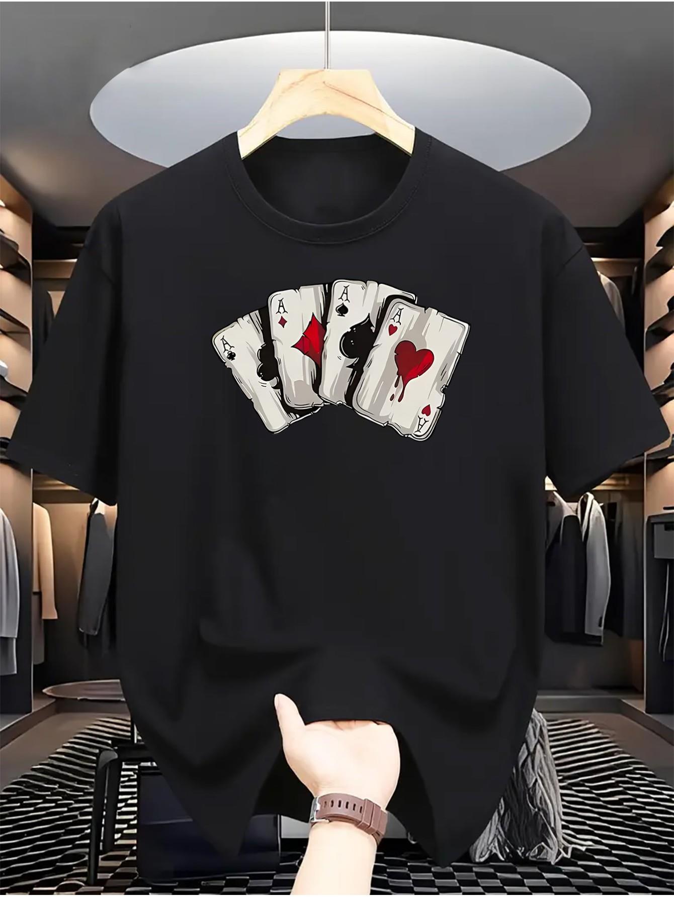thumbnail image 2 of Men's Ace of Hearts Graphic Tee - Casual & Comfortable Summer T-Shirt, Machine Washable, 2 of 7